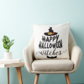 ハッピーハローウィンウィッチタイポグラフィハロウィーン クッション (椅子)