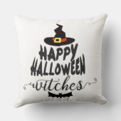 ハッピーハローウィンウィッチタイポグラフィハロウィーン クッション (裏面)