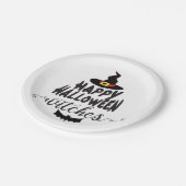 ハッピーハローウィンウィッチタイポグラフィハロウィーン ペーパープレート (アングル)