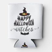 ハッピーハローウィンウィッチタイポグラフィハロウィーン 缶クーラー (正面)
