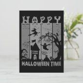 ハッピーハローウィンウィッチハウス幽霊墓地B&W 招待状 (スタンド正面)