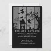 ハッピーハローウィンウィッチハウス幽霊墓地B&W 招待状 (裏面)