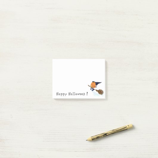ハッピーハローウィンウィッチパンプキ飛んでいるンブルームおもしろい ポストイット (デスク上)