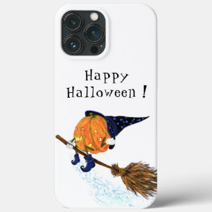ハッピーハローウィンウィッチパンプキ飛んでいるンブルームおもしろい- iPhone 13 PRO MAXケース