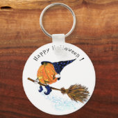 ハッピーハローウィンウィッチパンプキ飛んでいるンブロム – おもしろい キーホルダー (正面)