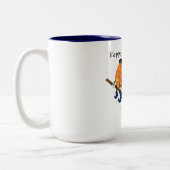 ハッピーハローウィンウィッチパンプキ飛んでいるンブロム – おもしろい ツートーンマグカップ (左)