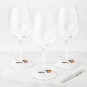 ハッピーハローウィンウィッチパンプキ飛んでいるンブロム – おもしろい ワイングラスタグ (セット)