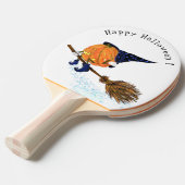 ハッピーハローウィンウィッチパンプキ飛んでいるンブロム – おもしろい 卓球ラケット (正面アングル)