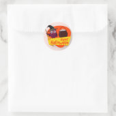 ハッピーハローウィンウィッチフクロウ |シール ラウンドシール (バッグ)