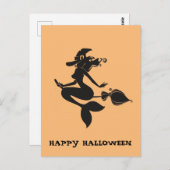ハッピーハローウィンウィッチマーメイドオンブルームポストカード ポストカード (正面/裏面)