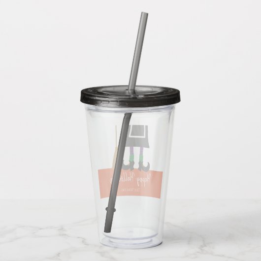 ハッピーハローウィンウィッチレッグ&ブロムパーソナライズされた アクリルタンブラー (裏面)