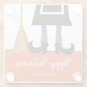 ハッピーハローウィンウィッチレッグ&ブロムパーソナライズされた ガラスコースター (裏面)