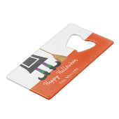 ハッピーハローウィンウィッチレッグ&ブロムパーソナライズされた クレジットカード栓抜き (正面アングル)