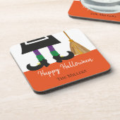 ハッピーハローウィンウィッチレッグ&ブロムパーソナライズされた コースター (左側)