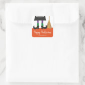 ハッピーハローウィンウィッチレッグ&ブロムパーソナライズされた スクエアシール (バッグ)