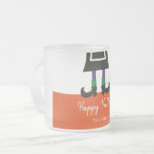 ハッピーハローウィンウィッチレッグ&ブロムパーソナライズされた フロストグラスマグカップ (正面左)