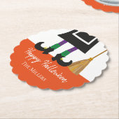 ハッピーハローウィンウィッチレッグ&ブロムパーソナライズされた ペーパーコースター (アングル)