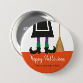 ハッピーハローウィンウィッチレッグ&ブロムパーソナライズされた 缶バッジ (正面&裏面)