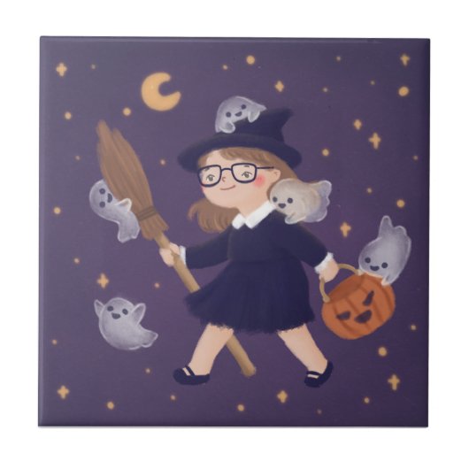 ハッピーハローウィンウィッチ&幽霊 タイル (正面)