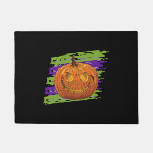 ハッピーハローウィンウィメンズハロウィーンパンプキン顔 ドアマット