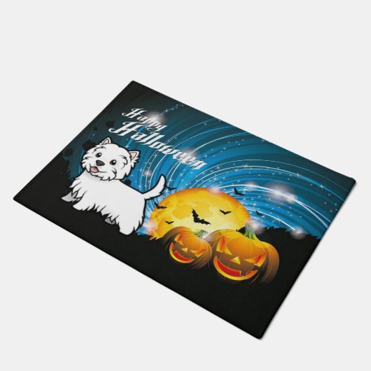 ハッピーハローウィンウエストハイランドテリア ドアマット (アングル)