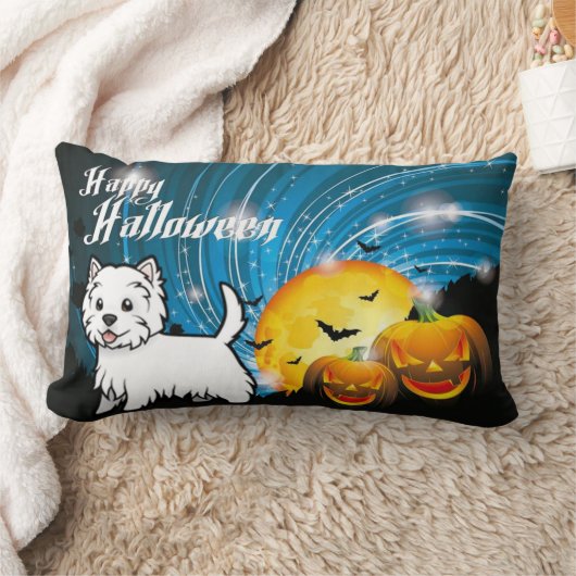 ハッピーハローウィンウエストハイランドテリア ランバークッション (ブランケット)