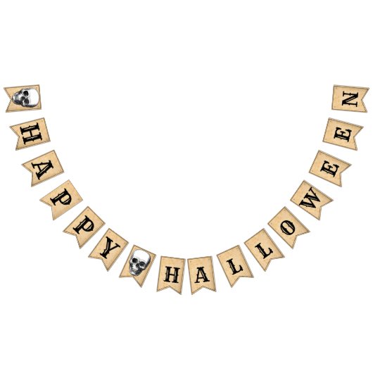 ハッピーハローウィンエイジスカルB&Wバンティンバナー バンティングフラッグ (全)