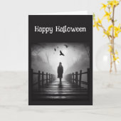 ハッピーハローウィンエドガー・アラン・ポー・レイヴン詩 カード (黄色い花)