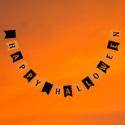 ハッピーハローウィンオレンジとブラック バンティングフラッグ
