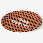 ハッピーハローウィンオレンジと黒ドットの子供パーティー ペーパープレート (アングル)