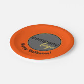 ハッピーハローウィンオレンジのビジネスロゴのプロモーション ペーパープレート (アングル)