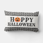 ハッピーハローウィンオレンジアンドブラックタイポグラフィ ランバークッション (裏面)