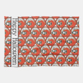 ハッピーハローウィンオレンジオクルムーンお洒落ヴィンテージ キッチンタオル (横)