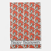 ハッピーハローウィンオレンジオクルムーンお洒落ヴィンテージ キッチンタオル (縦)