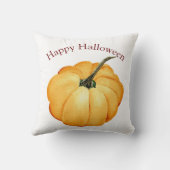 ハッピーハローウィンオレンジカボチャのレトロな水色 クッション (裏面)