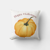 ハッピーハローウィンオレンジカボチャのレトロな水色 クッション (正面)