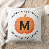 ハッピーハローウィンオレンジカボチャカスタムイニシャル クッション (ブランケット)