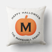 ハッピーハローウィンオレンジカボチャカスタムイニシャル クッション (裏面)