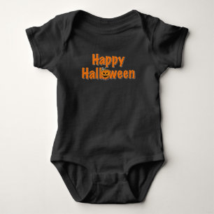 ハッピーハローウィンオレンジカボチャハロウィーンのカボチャのちょうちん ベビーボディスーツ