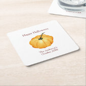 ハッピーハローウィンオレンジカボチャ紙コースター スクエアペーパーコースター (アングル)