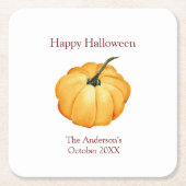 ハッピーハローウィンオレンジカボチャ紙コースター スクエアペーパーコースター (正面)