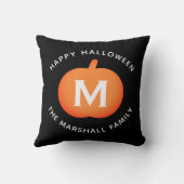 ハッピーハローウィンオレンジカボンプキンファミリーモノグラム クッション (裏面)