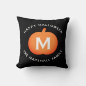 ハッピーハローウィンオレンジカボンプキンファミリーモノグラム クッション (正面)
