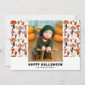 ハッピーハローウィンオレンジキノコ秋写真 シーズンカード (正面)