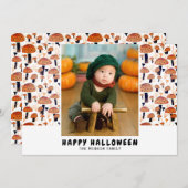 ハッピーハローウィンオレンジキノコ秋写真 シーズンカード (正面/裏面)