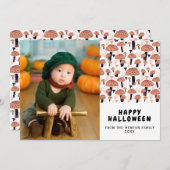 ハッピーハローウィンオレンジキノコ秋写真 シーズンカード (正面/裏面)