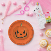ハッピーハローウィンオレンジジャックパンプキン顔パーティー ペーパープレート (パーティー)