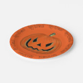 ハッピーハローウィンオレンジジャックパンプキン顔パーティー ペーパープレート (アングル)