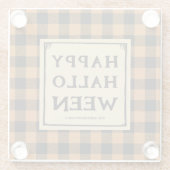 ハッピーハローウィンオレンジチェック装飾用クッション ガラスコースター (裏面)