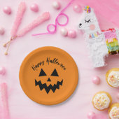 ハッピーハローウィンオレンジパンプキンハロウィーンのカボチャのちょうちん ペーパープレート (パーティー)